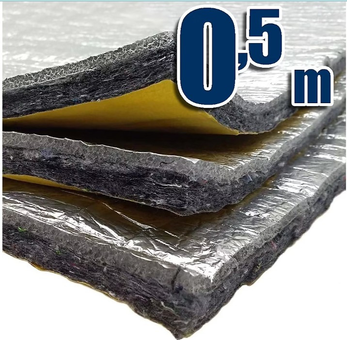 ISOLATION ACCOUSTIQUE ET THERMIQUE SPECIALE POUR L'INSONORISATION AVEC COUVERTURE AUTOCOLLANTE ET ALUMINIUM