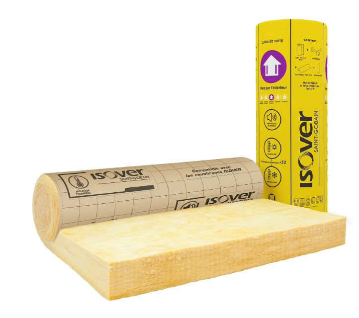 LAINE DE VERRE EPAISSEUR 100MM - ROULEAU KRAFT 2,7X1,2M RESISTENCE 3,15M2. K/W