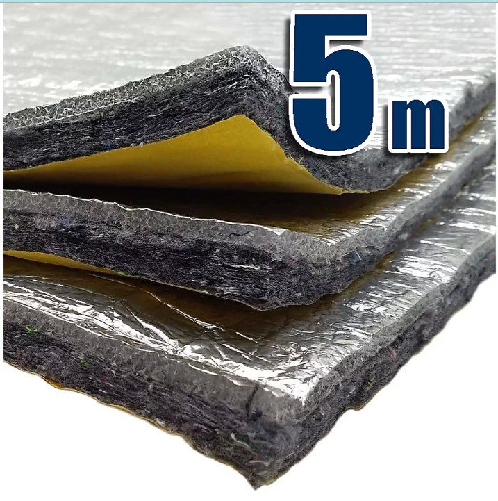 INSONORISATION, ISOLATION THERMIQUE ET ACCOUSTIQUE AVEC SUPPORT AUTOCOLLANT NAPPE ACCOUSTIQUE, MOUSSE ET ALUMINIUM